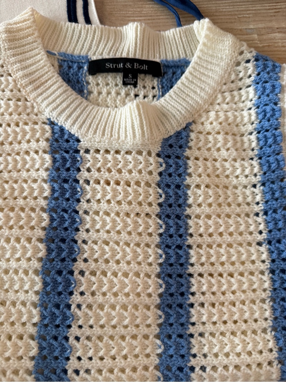 Strut and Bolt Cream and Light Blue Knit Sweater and skirt - Picture 2 of 6